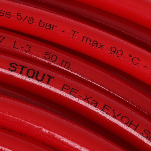 SPX-0002-501620 STOUT 16х2,0 (бухта 500 метров) PEX-a труба из сшитого полиэтилена с кислородным слоем, красная  фото на сайте Велес-СПМ