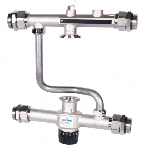 SDG-0120-007000 STOUT Насосно-смесительный узел с термостатическим клапаном 30-60°C, без насоса  фото на сайте Велес-СПМ