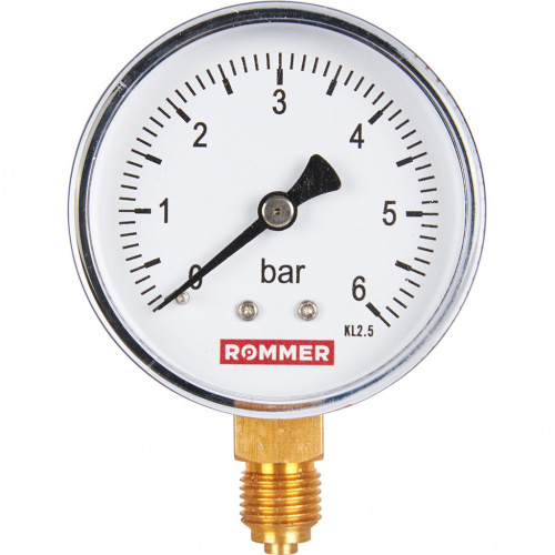 RIM-0010-630608 RIM-0010-630608 Манометр ROMMER радиальный. Корпус Dn 63 мм 1/4", 0...6 бар, кл.2.5  фото на сайте Велес-СПМ