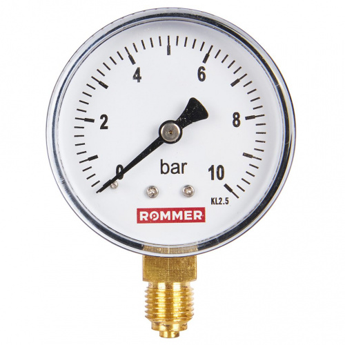 RIM-0010-631008 RIM-0010-631008 Манометр ROMMER радиальный. Корпус Dn 63 мм 1/4", 0...10 бар, кл.2.5  фото на сайте Велес-СПМ