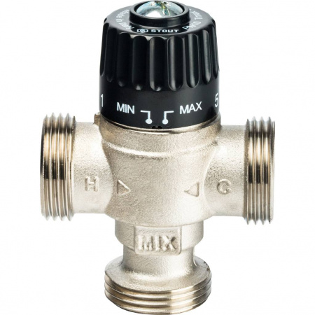 SVM-0125-236525 STOUT Термостатический смесительный клапан для систем отопления и ГВС 1" НР 30-65°С KV 2,3  фото на сайте Велес-СПМ
