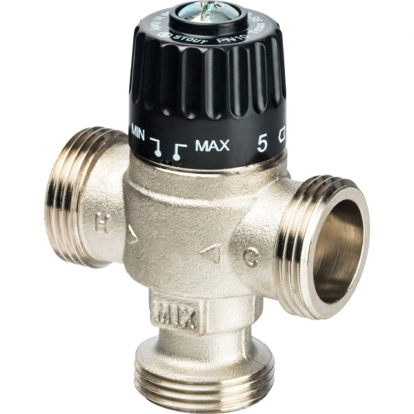 SVM-0125-236525 STOUT Термостатический смесительный клапан для систем отопления и ГВС 1" НР 30-65°С KV 2,3  фото на сайте Велес-СПМ