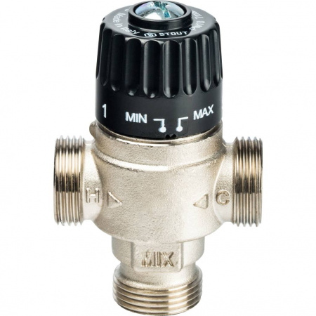 SVM-0125-236520 STOUT Термостатический смесительный клапан для систем отопления и ГВС 3/4" НР 30-65°С KV 2,3  фото на сайте Велес-СПМ