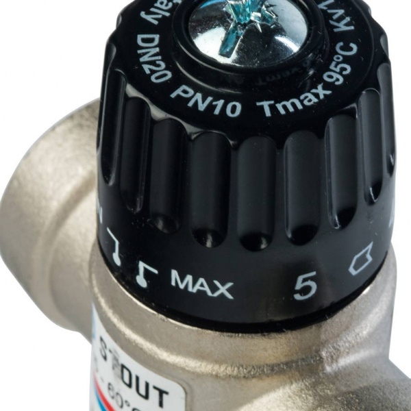 SVM-0110-166020 STOUT Термостатический смесительный клапан для систем отопления и ГВС 3/4" ВР 35-60°С KV 1,6  фото на сайте Велес-СПМ