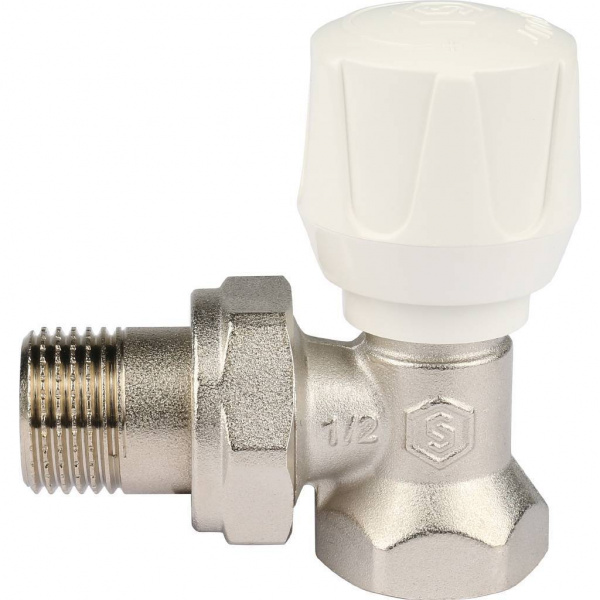 SVR-2102-000015 STOUT Клапан ручной терморегулирующий, угловой 1/2"  фото на сайте Велес-СПМ