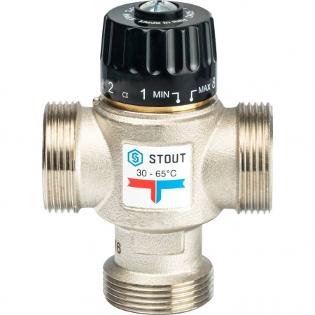 SVM-0125-356532 STOUT Термостатический смесительный клапан для систем отопления и ГВС 1 1/4" НР 30-65°С KV 3,5  фото на сайте Велес-СПМ